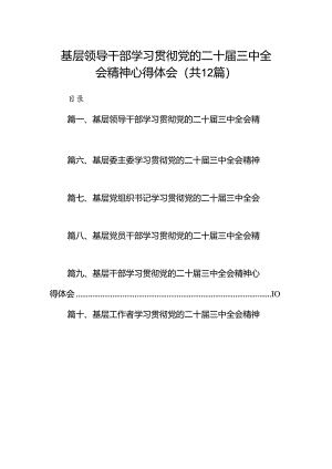 基层领导干部学习贯彻党的二十届三中全会精神心得体会12篇（详细版）.docx