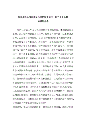 审判委员会专职委员学习贯彻党的二十届三中全会精神感想体会8篇（精选）.docx