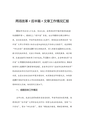 两项改革“后半篇”文章工作情况汇报稿.docx