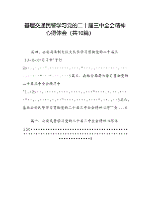 基层交通民警学习党的二十届三中全会精神心得体会10篇（详细版）.docx