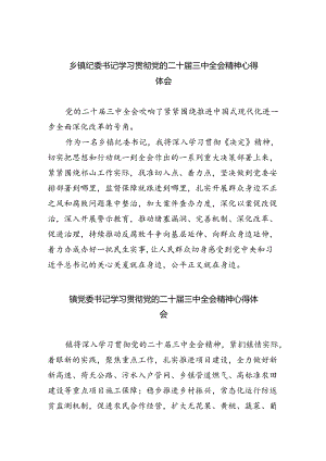 乡镇纪委书记学习贯彻党的二十届三中全会精神心得体会8篇（精选版）.docx