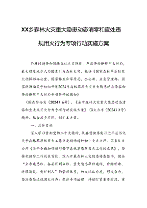 XX乡森林火灾重大隐患动态清零和查处违规用火行为专项行动实施方案.docx