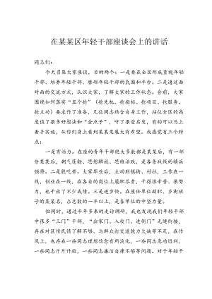 在某某区年轻干部座谈会上的讲话.docx