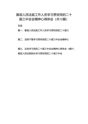 基层人民法庭工作人员学习贯彻党的二十届三中全会精神心得体会（共12篇）.docx