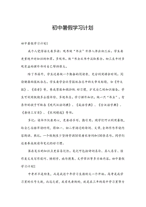 初中暑假学习计划.docx