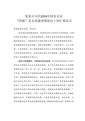某某公司在2024年国有企业“四强”党支部建设现场会上的汇报发言.docx