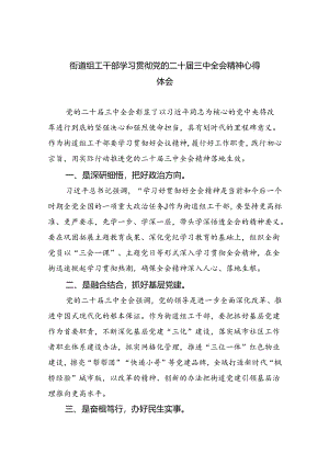 街道组工干部学习贯彻党的二十届三中全会精神心得体会8篇（精选）.docx