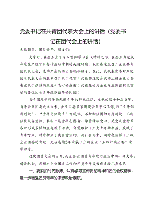 党委书记在共青团代表大会上的讲话.docx
