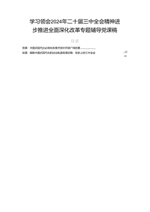 学习领会2024年二十届三中全会精神进一步推进全面深化改革专题辅导党课稿.docx