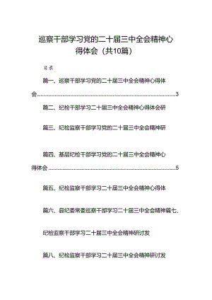 （10篇）巡察干部学习党的二十届三中全会精神心得体会集锦.docx