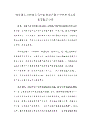 领会落实对加强文化和自然遗产保护传承利用工作重要指示心得.docx
