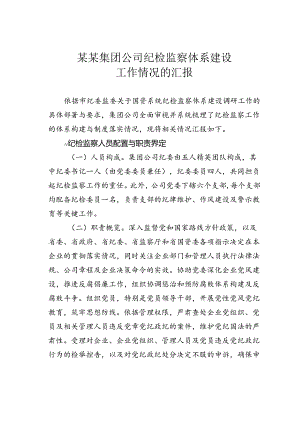 某某集团公司纪检监察体系建设工作情况的汇报.docx