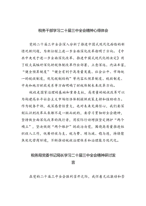 税务干部学习二十届三中全会精神心得体会（共五篇）.docx