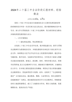 2024年二十届三中全会阶段汇报材料、经验做法.docx