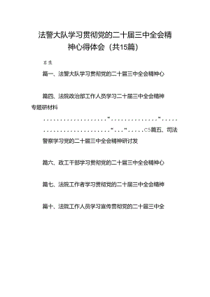 （15篇）法警大队学习贯彻党的二十届三中全会精神心得体会（精选）.docx