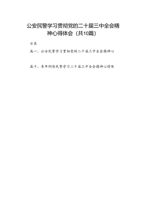 （10篇）公安民警学习贯彻党的二十届三中全会精神心得体会例文.docx