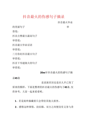 抖音最火的伤感句子摘录.docx
