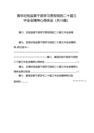 （10篇）青年纪检监察干部学习贯彻党的二十届三中全会精神心得体会（详细版）.docx