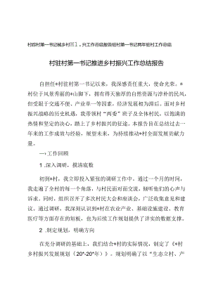 2024年村驻村第一书记推进乡村振兴工作总结报告.docx