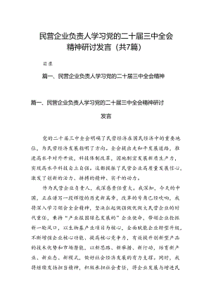 民营企业负责人学习党的二十届三中全会精神研讨发言（共7篇）.docx