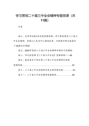 （11篇）学习贯彻二十届三中全会精神专题党课汇编.docx