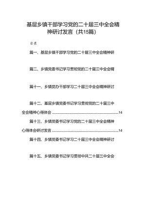 （15篇）基层乡镇干部学习党的二十届三中全会精神研讨发言范文.docx