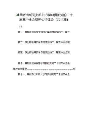 （11篇）基层派出所党支部书记学习贯彻党的二十届三中全会精神心得体会（详细版）.docx