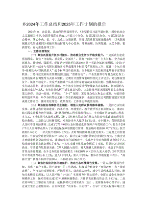 乡2024年工作总结和2025年工作计划的报告.docx