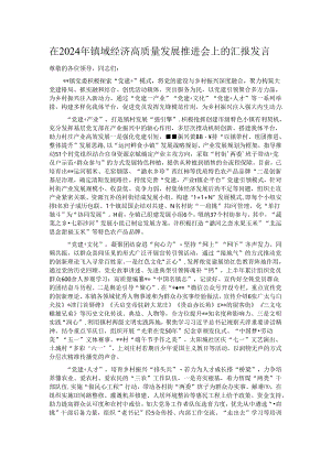 在2024年镇域经济高质量发展推进会上的汇报发言.docx