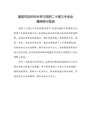 基层司法所所长学习党的二十届三中全会精神研讨发言.docx