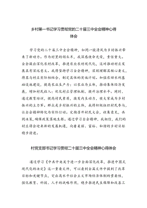 （9篇）乡村第一书记学习贯彻党的二十届三中全会精神心得体会范文.docx