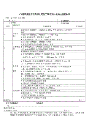 XX建设集团工程有限公司施工现场消防设施检查验收表（2024年）.docx