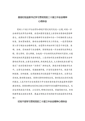 基层纪检监察书记学习贯彻党的二十届三中全会精神心得体会8篇（精选版）.docx