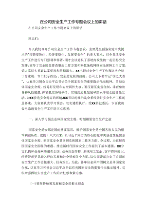 在公司安全生产工作专题会议上的讲话.docx