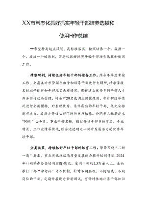 XX市常态化抓好抓实年轻干部培养选拔和使用工作总结.docx