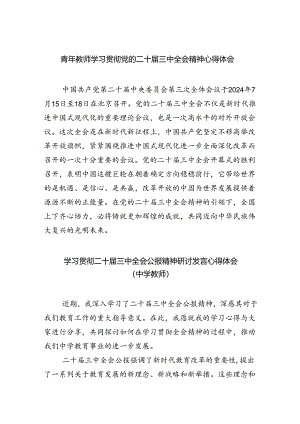 青年教师学习贯彻党的二十届三中全会精神心得体会(8篇集合).docx