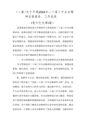 （八篇）关于开展2024年二十届三中全会精神自查报告、工作成效.docx