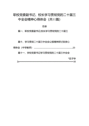 （11篇）职校党委副书记、校长学习贯彻党的二十届三中全会精神心得体会（最新版）.docx
