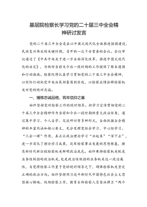 基层院检察长学习党的二十届三中全会精神研讨发言.docx