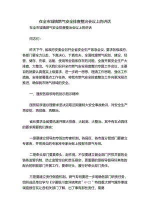 在全市城镇燃气安全排查整治会议上的讲话.docx