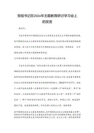 党组书记在202x年主题教育研讨学习会上的发言.docx