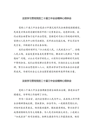 法官学习贯彻党的二十届三中全会精神心得体会(精选八篇完整版).docx