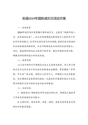 2024年街道办事处举办国际减灾日活动的实施方案.docx