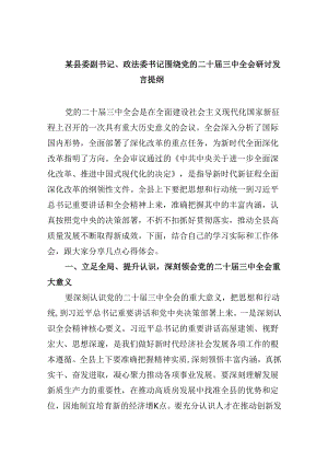 （11篇）某县委副书记、政法委书记围绕党的二十届三中全会研讨发言提纲范文.docx