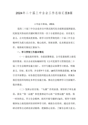 2024年二十届三中全会工作总结汇报8篇汇编.docx
