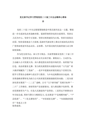 （11篇）党支部书记学习贯彻党的二十届三中全会精神心得体会汇编.docx