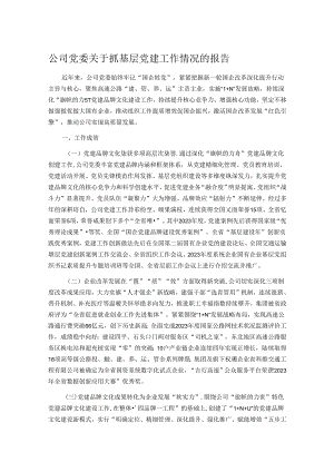 公司党委关于抓基层党建工作情况的报告.docx