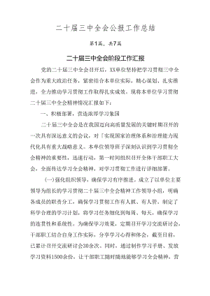 二十届三中全会公报工作总结.docx
