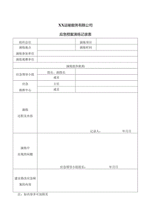 XX运输服务有限公司应急预案演练记录表（2024年）.docx