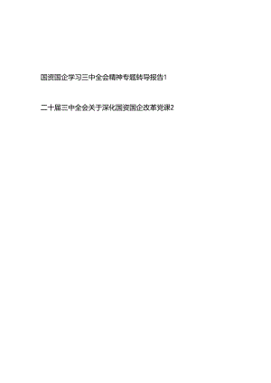 国资国企系统改革学习二十届三中全会精神专题辅导报告党课讲稿2篇.docx